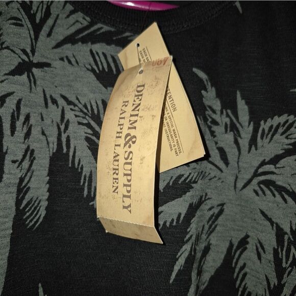 Ralph Lauren Denim & Supply Palm Tree Print tee black dark grey Large NWT - Picture 5 of 6